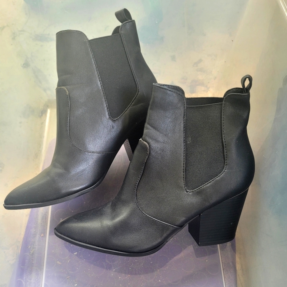 Black Faux Leather Boots